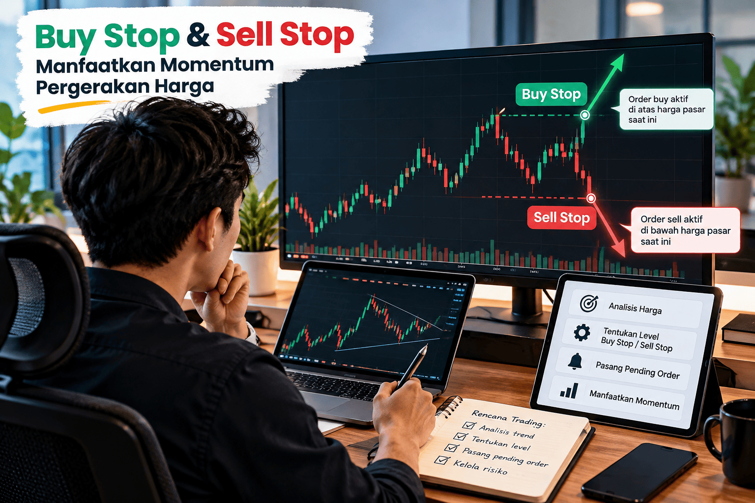 1. trader-menganalisis-grafik-pending-order-forex